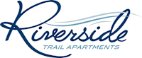 The image is a logo for Riverside Trail Apartments.