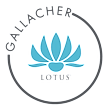 a logo of a lotus flower on a green background