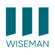 Three blue bars with the word WISEMAN below them.