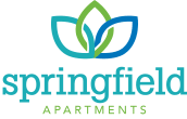 Blue and green logo with Springfield Apartments text.