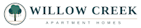  A logo for Willow Creek Apartment Homes featuring a tree.