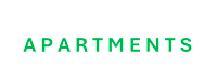 The image displays the words "LYON APARTMENTS" in green text on a dark background.