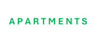 The image displays the words "PORTLAND" and "APARTMENTS" in large, green letters.