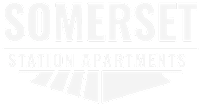 A black and white image of the Somerset Station Apartments logo.