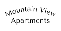 a green background with the words mountain view apartments