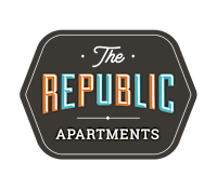 The image shows a logo with the text "The REPUBLIC APARTMENTS" in stylized lettering.