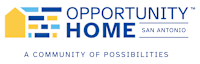 A logo for a company called Opportunity Home in San Antonio.