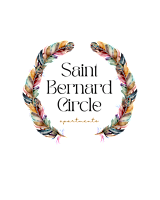 A graphic with a feathered wreath and the text "Saint Bernard Circle" and "spirituel".