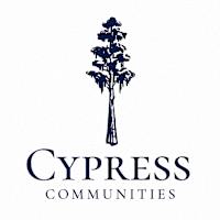 A logo with a tree and the words "Cypress Communities" written underneath it.
