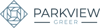 A logo with the words "PARKVIEW GREER" in white text on a green background.