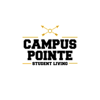 The image features the words "Campus Pointe Student Living" with a compass-like design above the text.