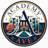The image is a logo for the Academy Ave.