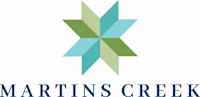 A logo with a star shape and the text "Martins Creek" below it.