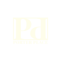 a logo with the words porter place on a green background