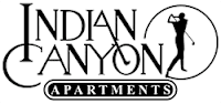 the logo canyon apartments with a man on a bike