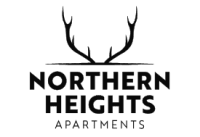 a logo for northern heights apartments with a green background and a logo of a plant