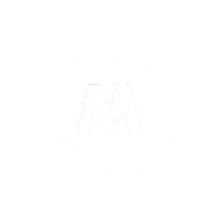 A logo with a large letter M in the center.