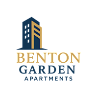 The image is a logo for Benton Garden Apartments.