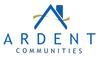 A logo with a house shape and the word ARDENT below it.