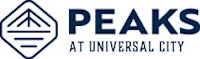 The image is a logo for Peaks at Universal City.
