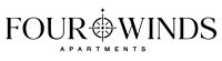 The image shows a logo for "FOUR WINDS APARTMENTS" with a compass design element.