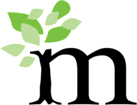 A logo with the letters "km" and a tree branch with leaves.
