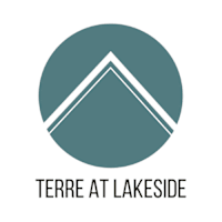 A logo with the text Terre at Lakeside.