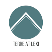 A logo with a circle and a triangle in the middle and the words "TERRE AT LEXI" below it.