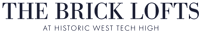 The image displays the text "THE BRICK LOFTS AT HISTORIC WEST TECH HIGH" in a stylized font.