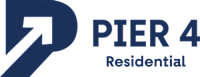 A graphic with a large arrow pointing up and the words "PIER 4 Residential" written on it.