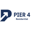 A blue and white logo with the text "PIER 4" and a stylized arrow pointing upwards.