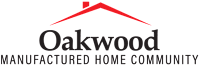 The image is a logo for a company named Oakwood, which is a manufactured home community.