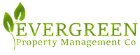 A logo for Evergreen Property Management Co. featuring a green leaf.