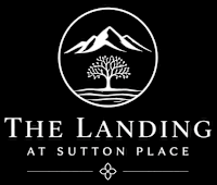 A logo with a tree, mountains, and the text "The Landing at Sutton Place".