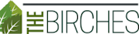 A logo with a leaf and the words "The Birches".