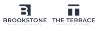 Logo for Brookstone and The Terrace apartment homes | Blue