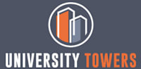 The image is a logo for University Towers.