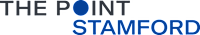 A blue and black logo with the words "The Point Stamford".