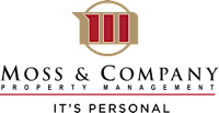 A logo for Moss & Company Property Management with the tagline "It's Personal".
