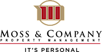 A logo for Moss & Company Property Management with the tagline "It's Personal".