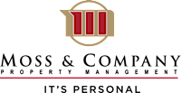 A logo for Moss & Company Property Management with the tagline "It's Personal".