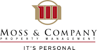 A logo for Moss & Company Property Management with the tagline "It's Personal".