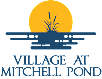 The image is a logo for the Village at Mitchell Pond.