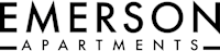 A black and white image of a logo for Emerson Apartments.