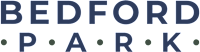 The image shows the word "BEDFORD" in large letters with a green background and a pattern of dots.
