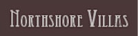 The image displays the text "Northshore Villas" in a serif font on a brown background.