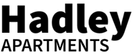 A black and white image of the word "Hadley Apartments".