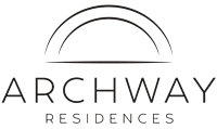 a logo for archery residences with a green background and the words archway residences