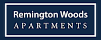 A blue sign that says Remington Woods Apartments.