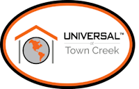 The image is a logo of Universal at Town Creek.